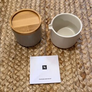 Nespresso White and Gray Serving Set with Bamboo Lid